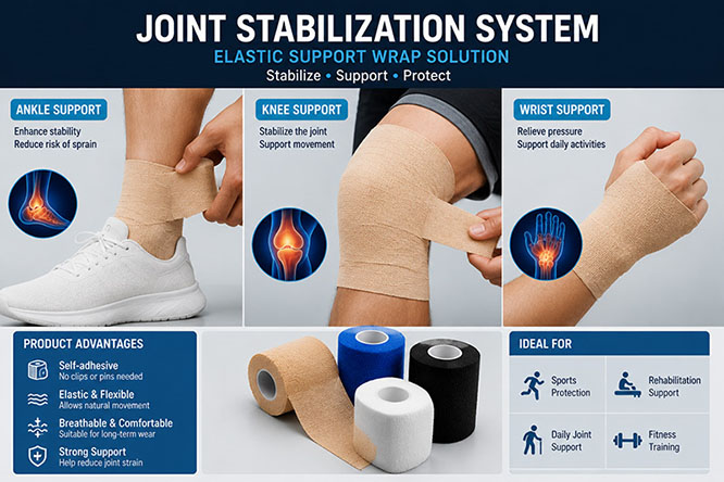 Joint Stabilization Elastic Support Wrap System Ankle Knee Wrist Illustration