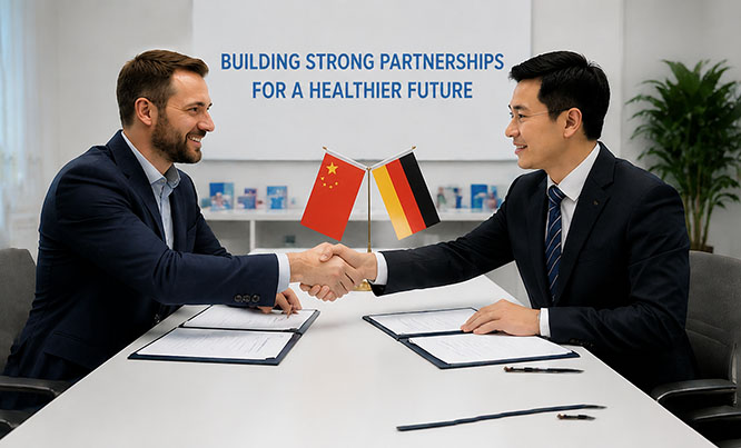 China Germany Business Handshake Partnership In Modern Corporate Office