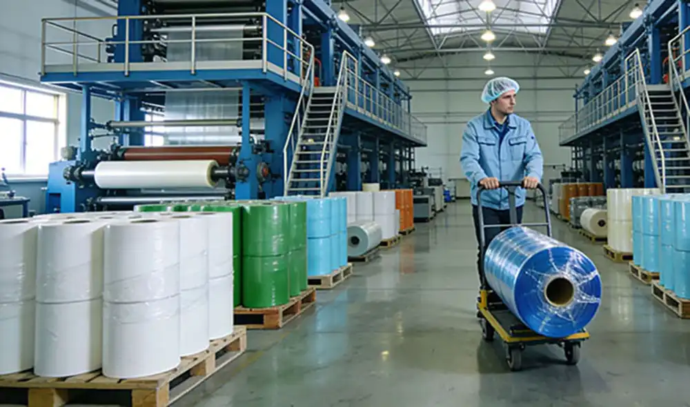 Industrial winding machine producing kinesiology tape rolls for OEM manufacturer